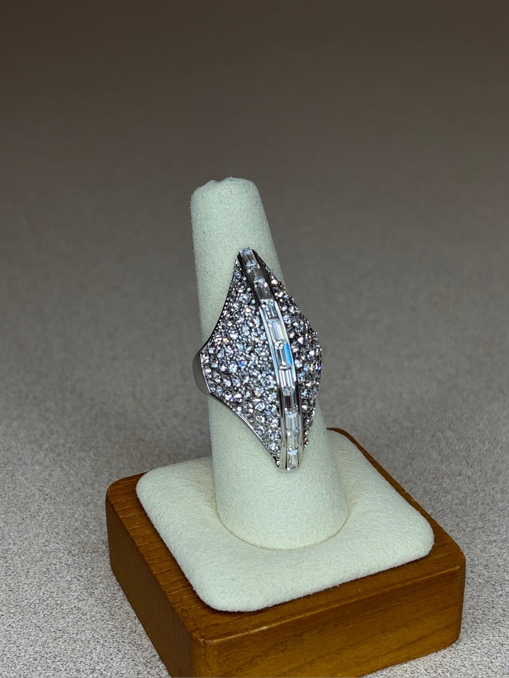 Camille Lucie Silver Tone Pavé Crystal & Baguette Statement Ring
